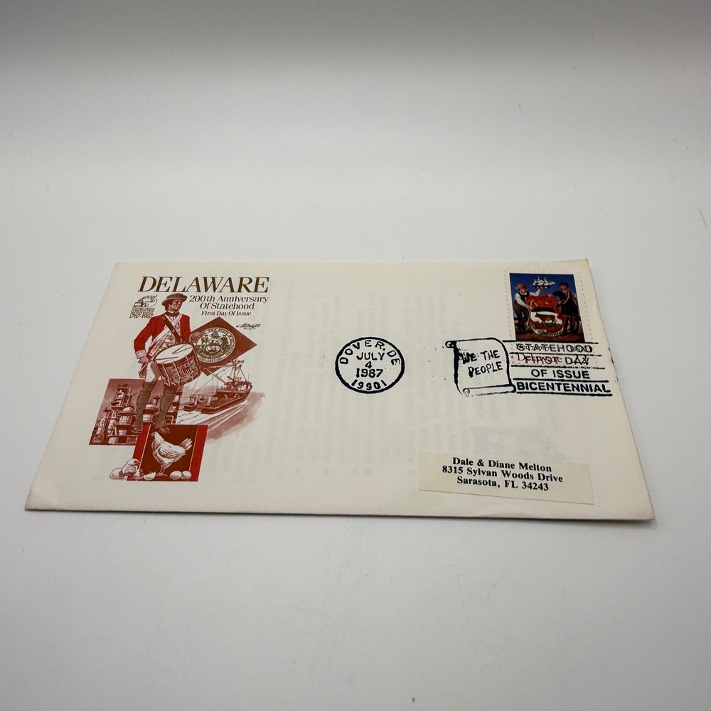 Vintage 1987 Delaware Statehood 200th Anniversary First Day Cover FDC Envelope